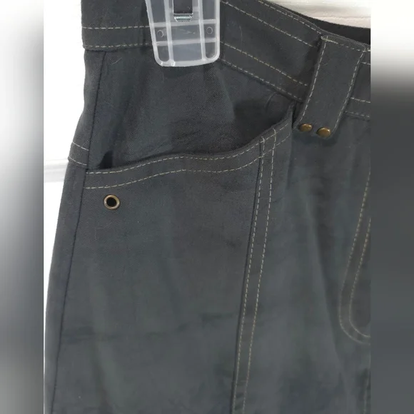 Vintage Blue Cargo Maxi Skirt M Contrast Stitch Pleated Godet Utilitarian Vtg - Picture 9 of 10